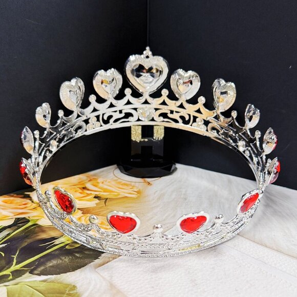 Queen of Heart Crown, Love Crown, Valentine Crown, Silver Crown, Wedding Crown main image 8